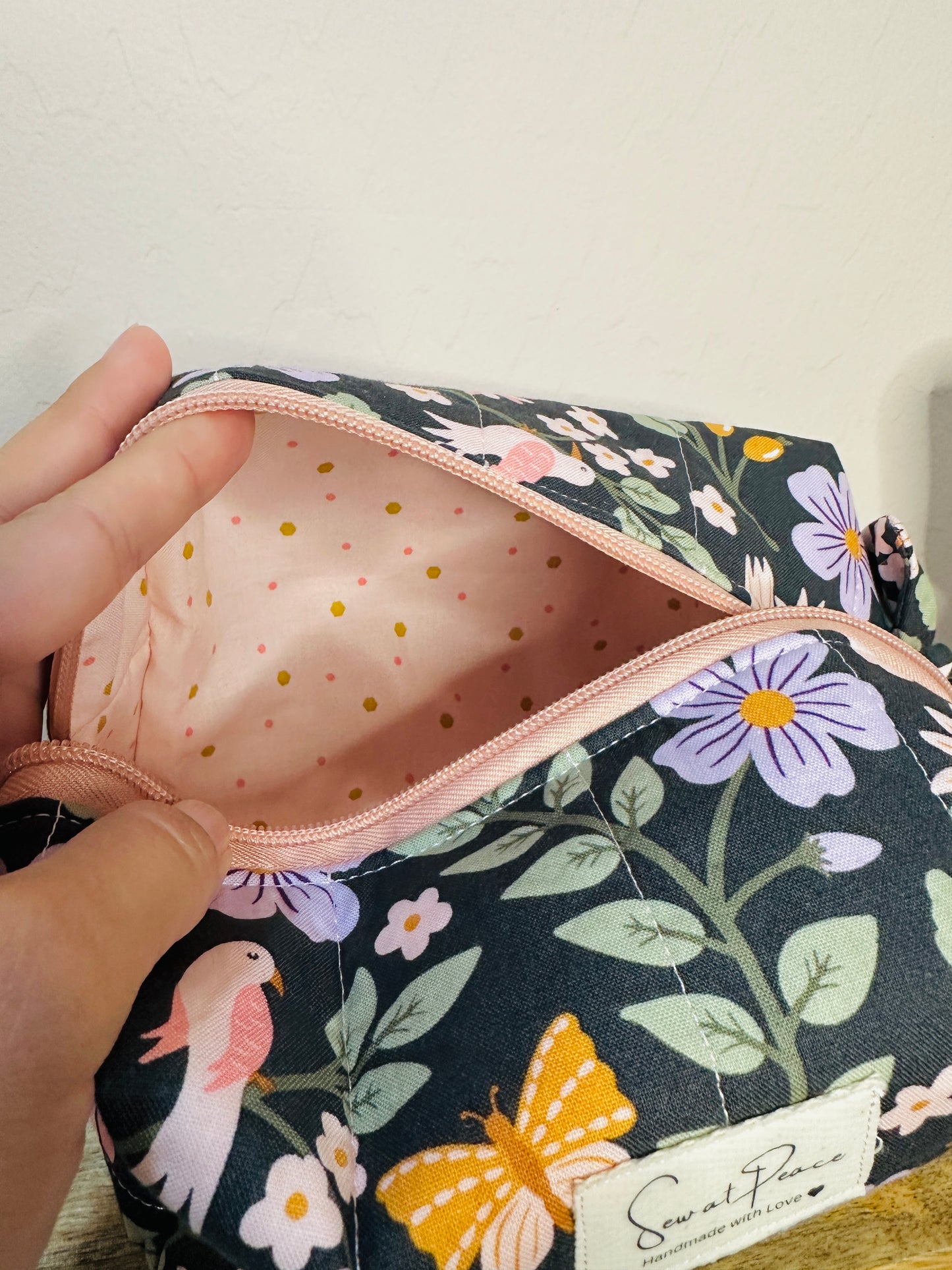 Makeup Bag/Boxy Pouches -Bird/Butterfly