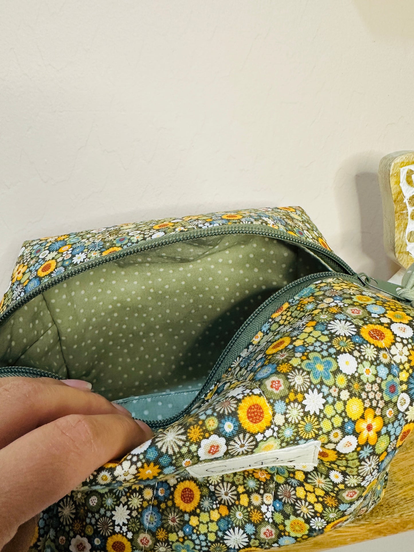 Makeup Bag/Boxy Pouches - Green Hippie Vibes