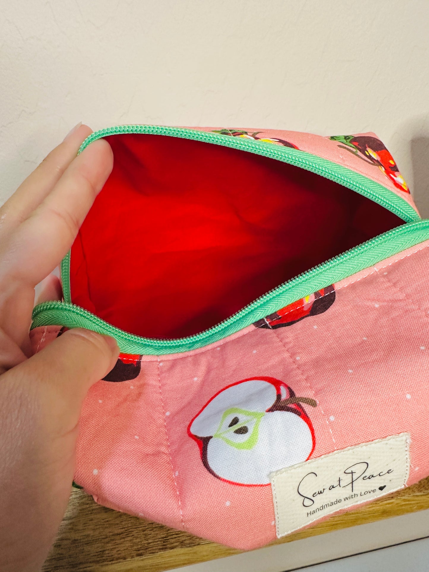 Makeup Bag/Boxy Pouches - Apples and Dots