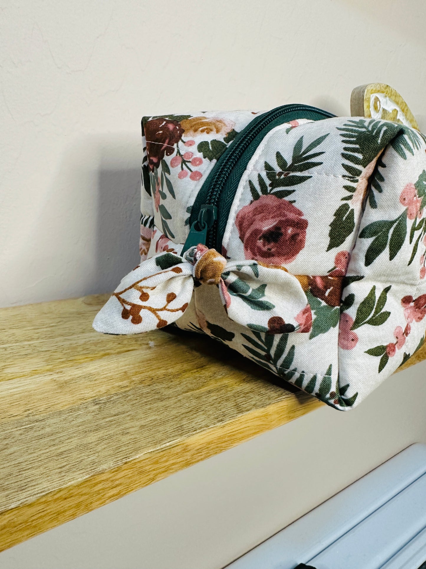 Makeup Bag/Boxy Pouches -Red Pink Floral