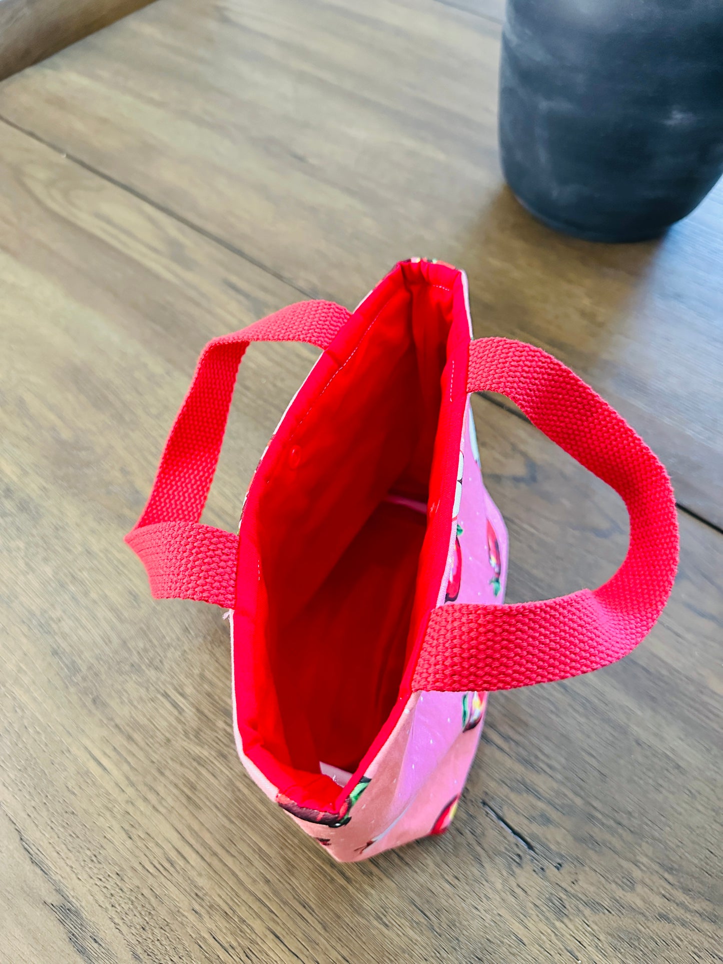 Mini Tote Bag - Apples and Dots