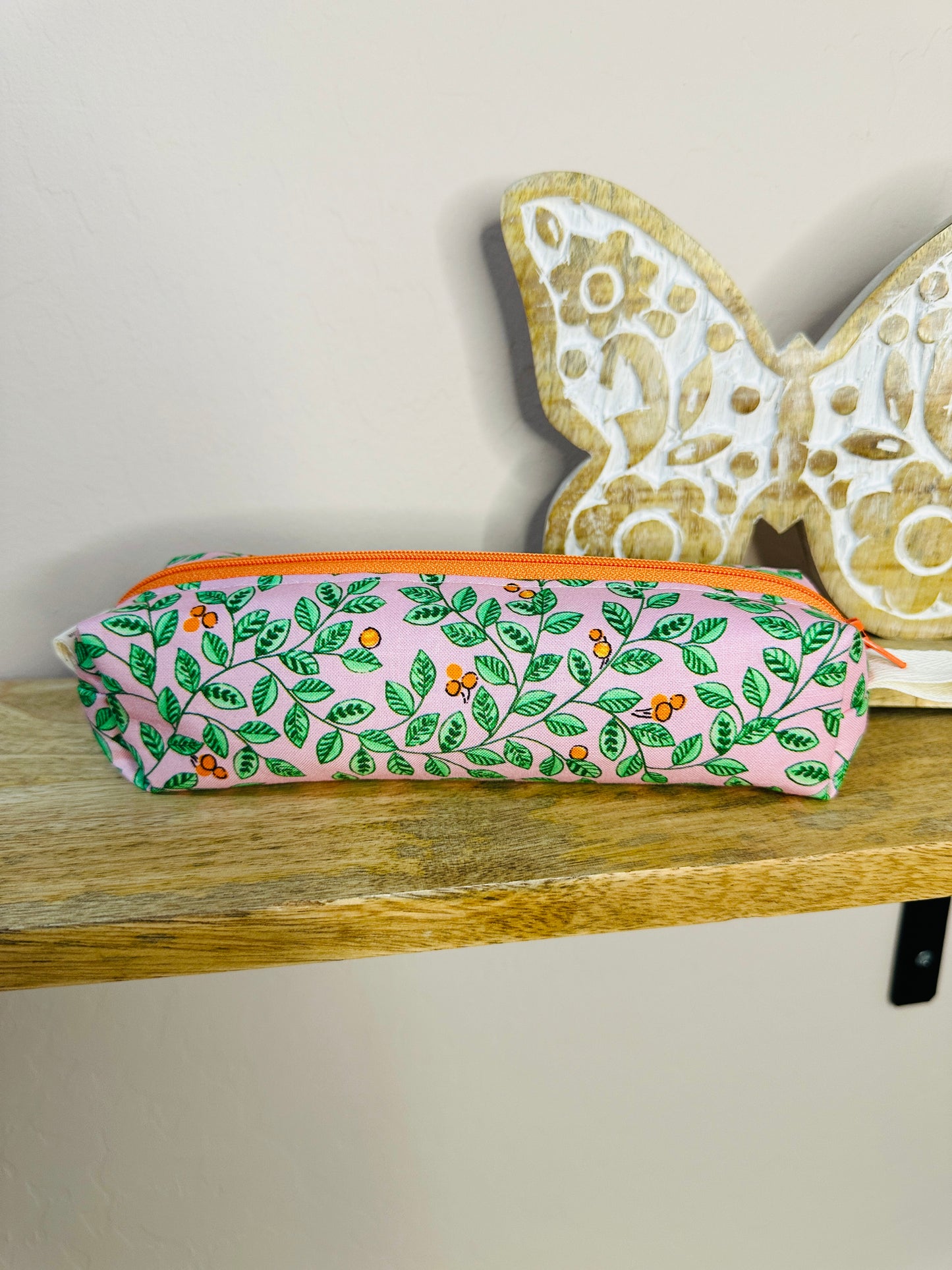 Pencil Case/Small Boxy Pouch - Oranges and Vines