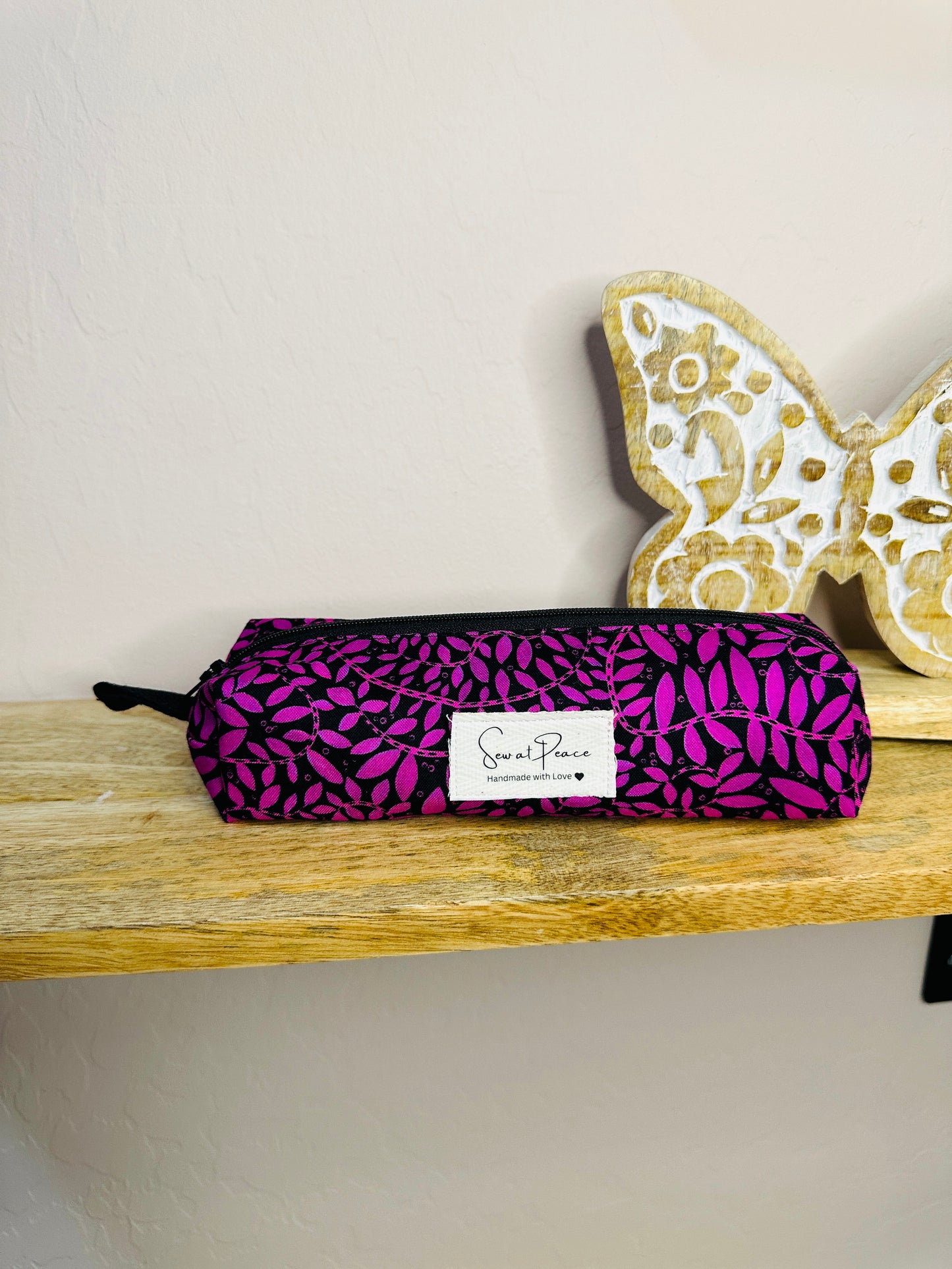 Pencil Case/Small Boxy Pouch - Purple Vines