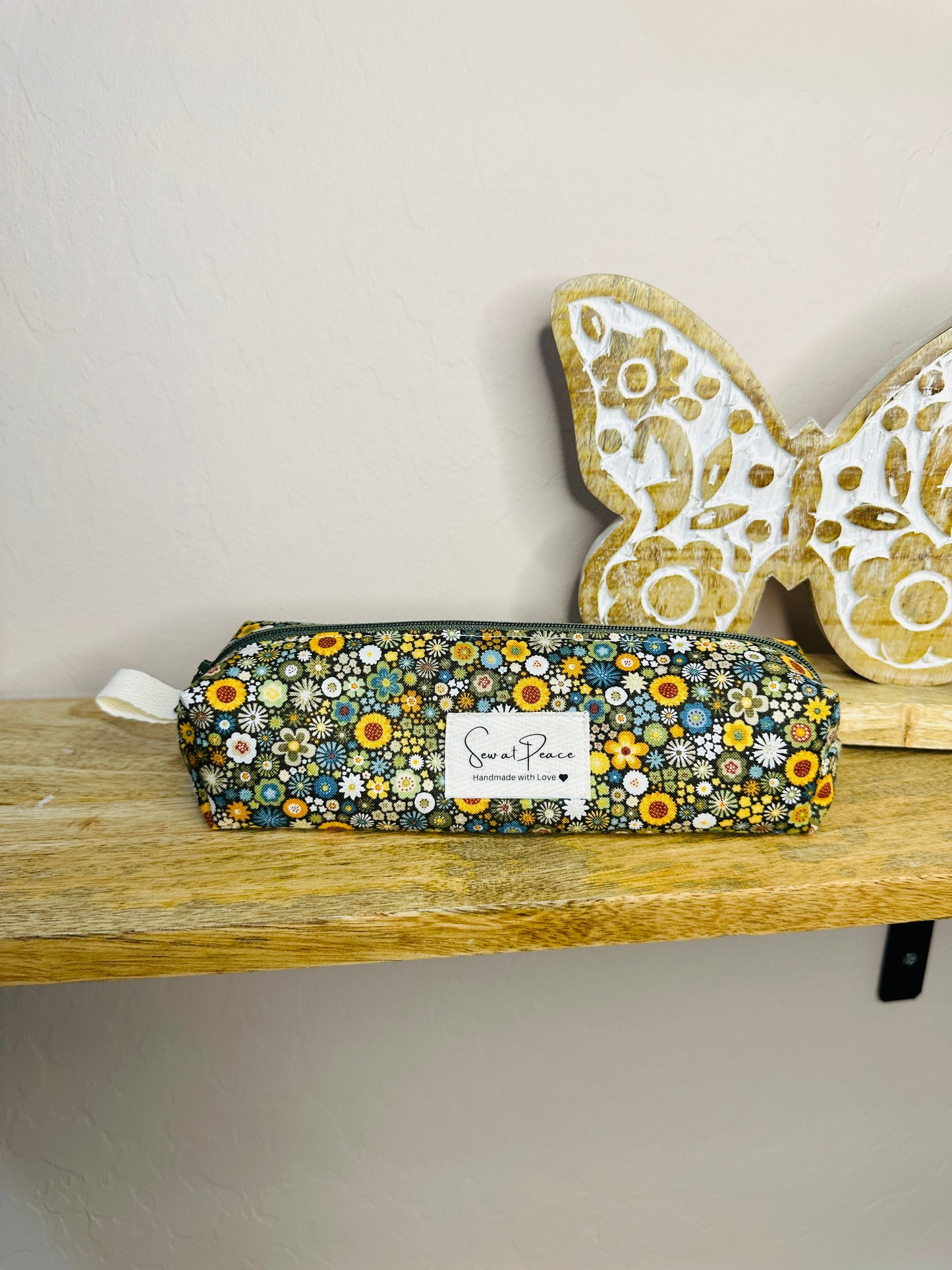 Pencil Case/Small Boxy Pouch - Hippie Green Floral