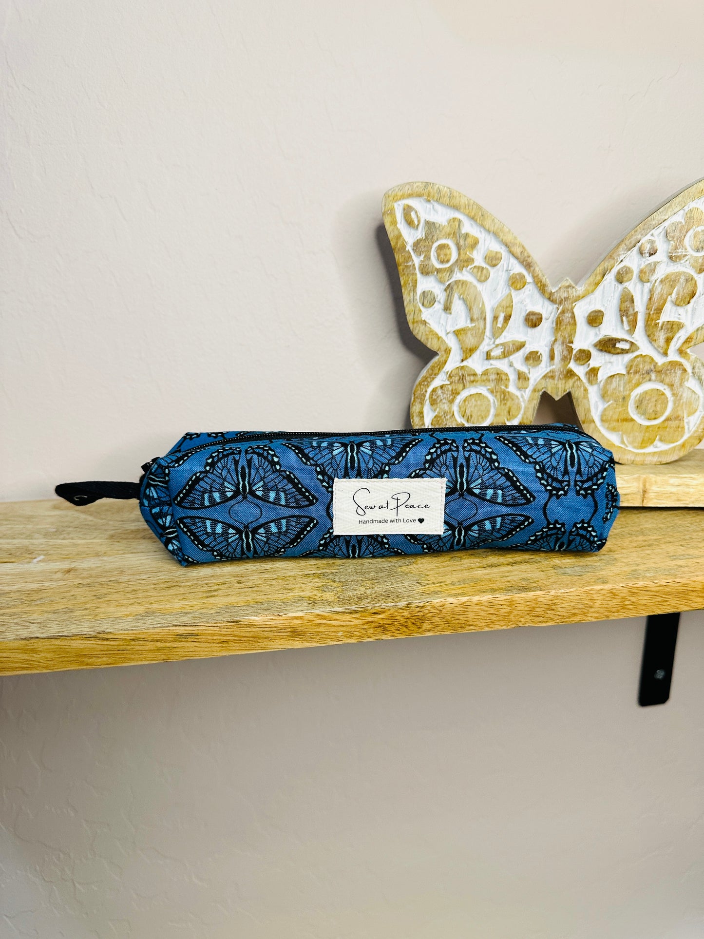 Pencil Case/Small Boxy Pouch - Blue Butterfly