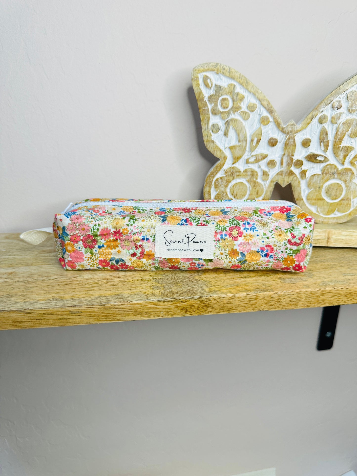Pencil Case/Small Boxy Pouch - Pink Hippie Floral