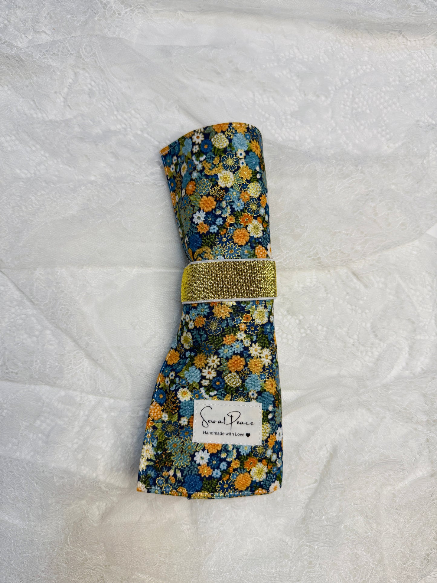 Makeup Brush Roll -Hippie Blue Floral