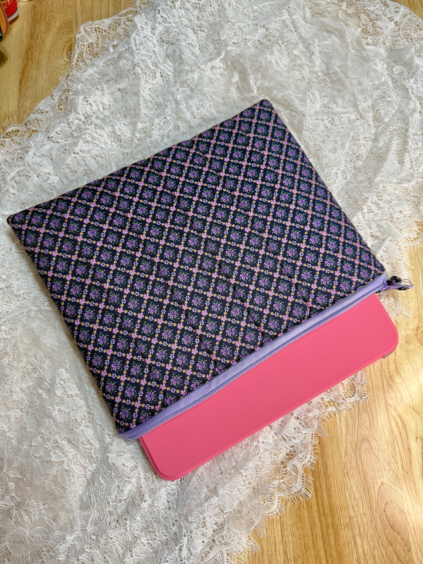 Tablet/iPAD Sleeve - Purple Floral Diamond