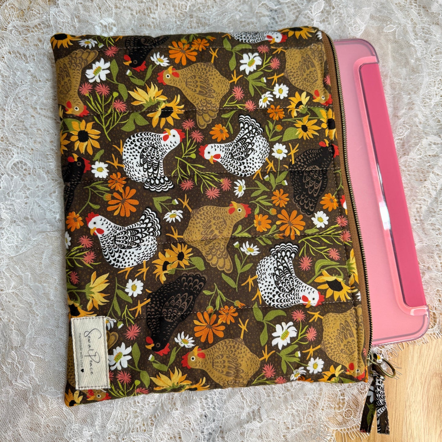Tablet/iPAD Sleeve - Chickens & Sunflowers