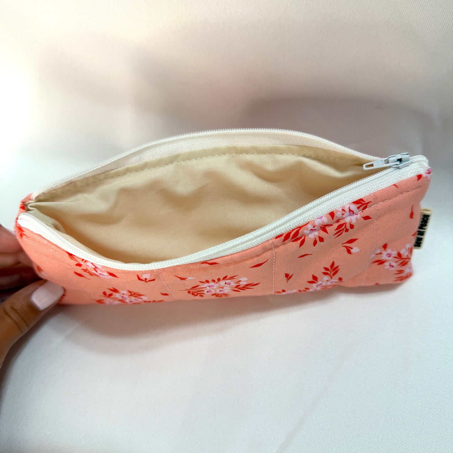 Pencil Case/Flat Pouch - Peachy Floral