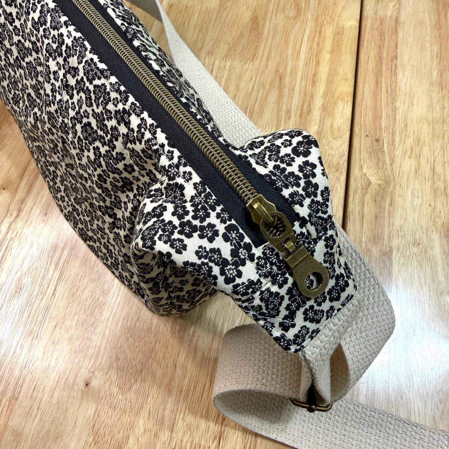 Crescent Bag - Black Floral