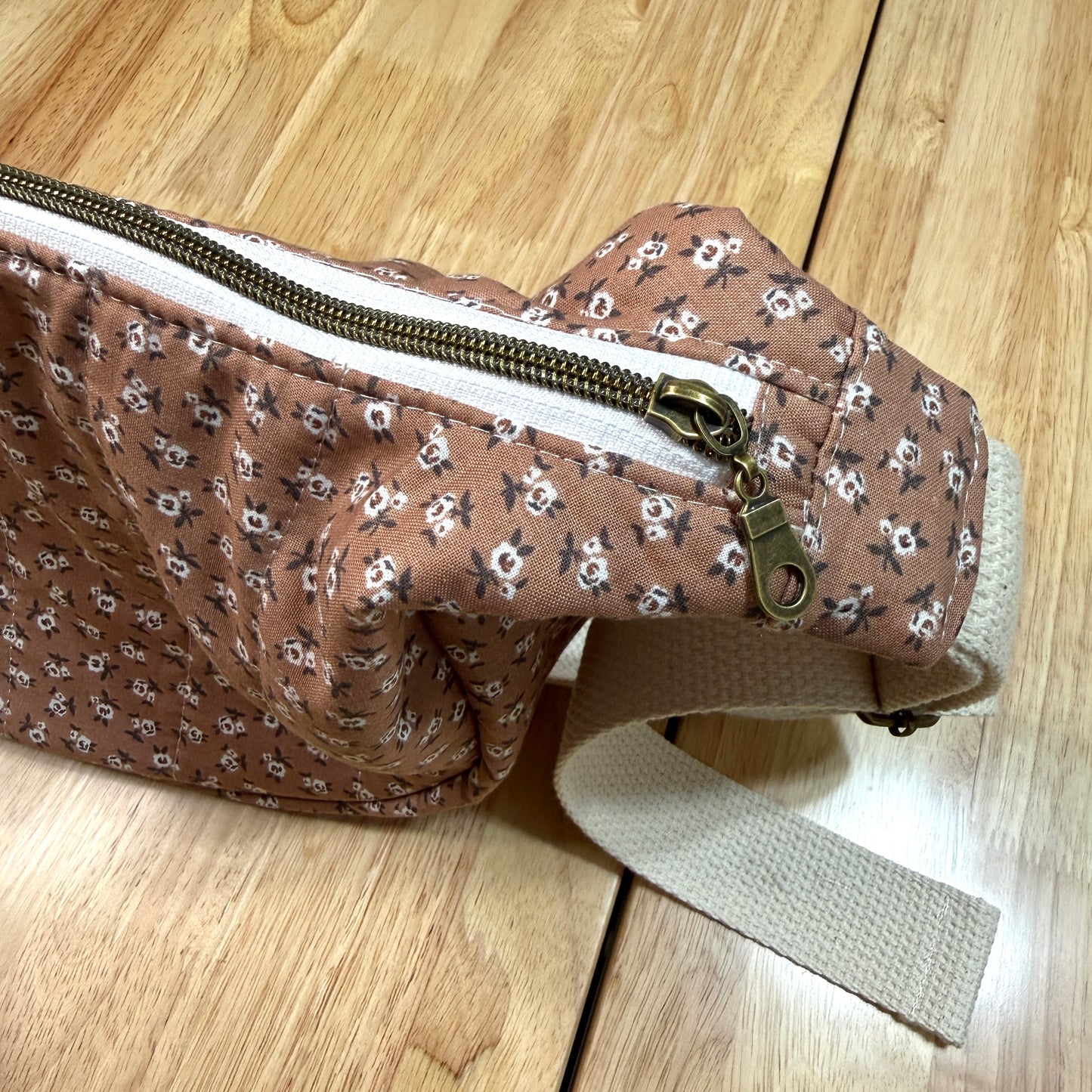 Crescent Bag - Brown & White Floral