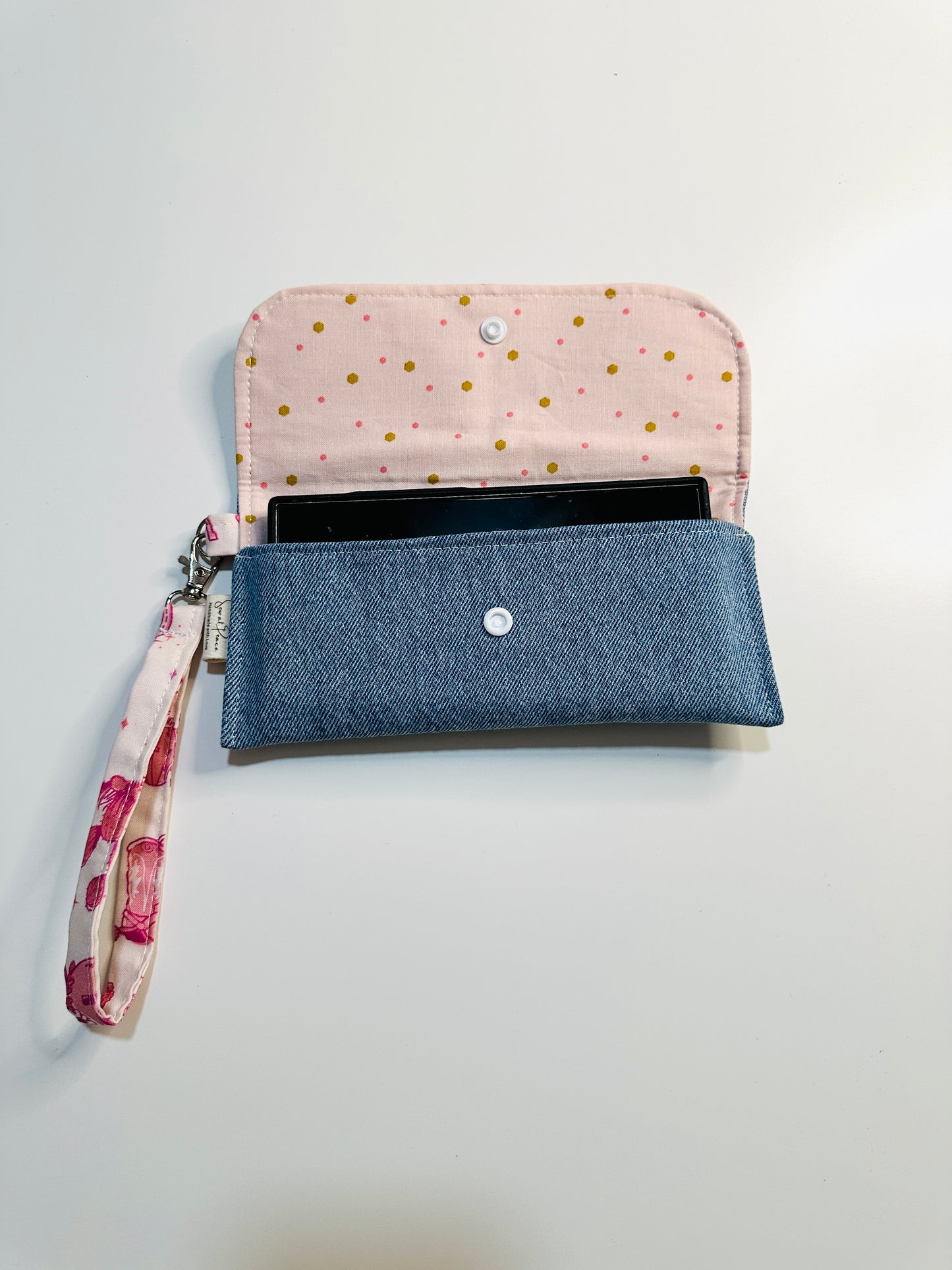 Upcycled Denim Cell Phone Clutch Wallets