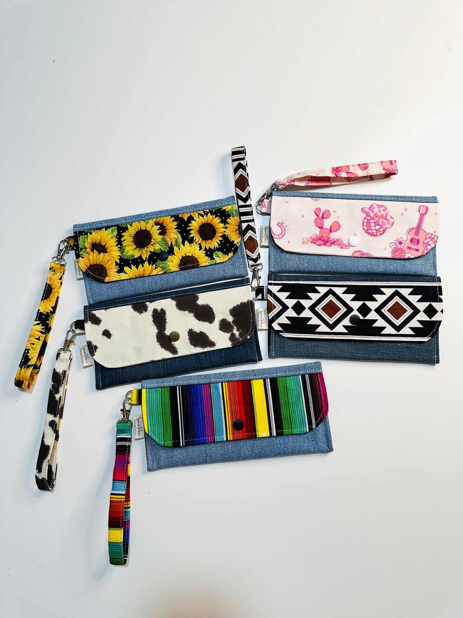 Upcycled Denim Cell Phone Clutch Wallets