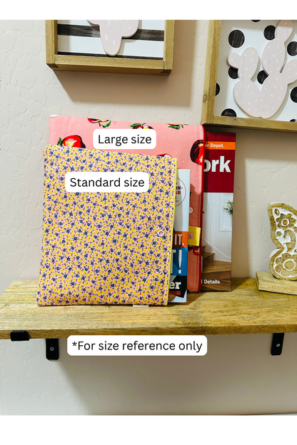 Book Sleeve with snap - gray with white hearts