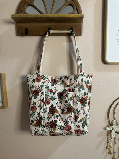 Red/Pink Floral Tote Bag