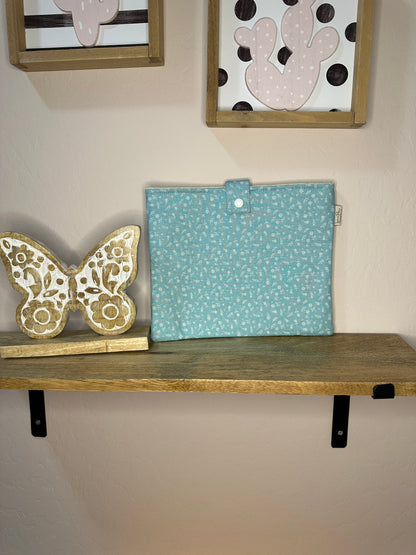 Book Sleeve with snap - mini light blue floral