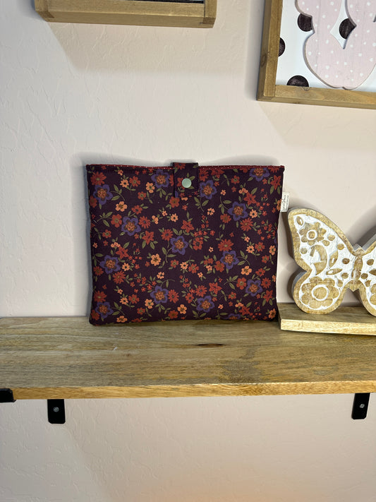 Book Sleeve with snap - Moody Plum Floral