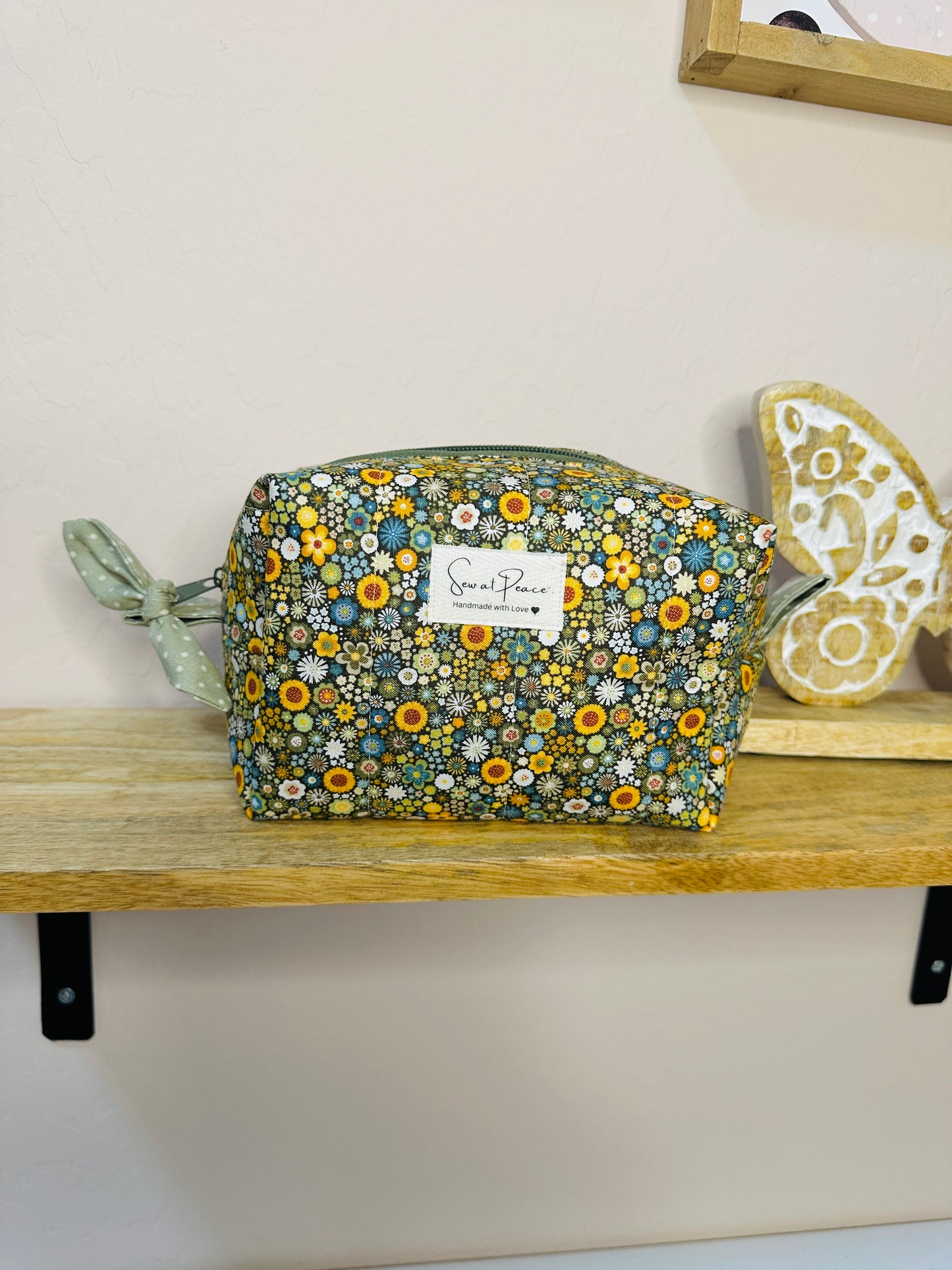 Makeup Bag/Boxy Pouches - Green Hippie Vibes