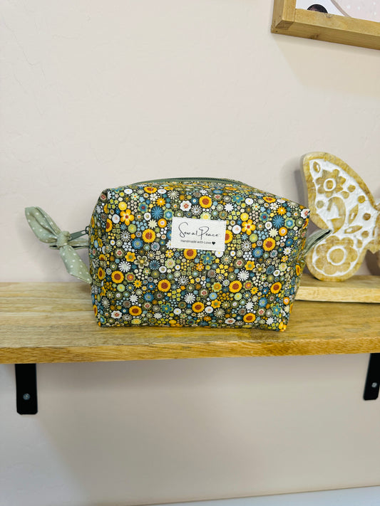 Makeup Bag/Boxy Pouches - Green Hippie Vibes