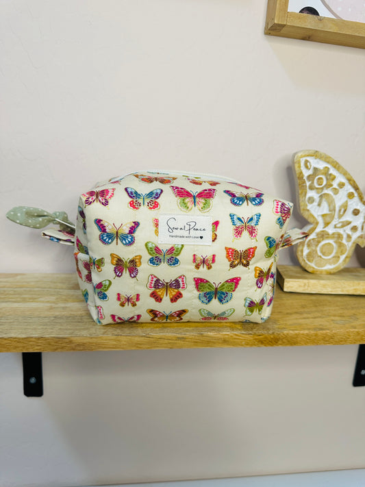 Makeup Bag/Boxy Pouches - Multi Color Butterfly
