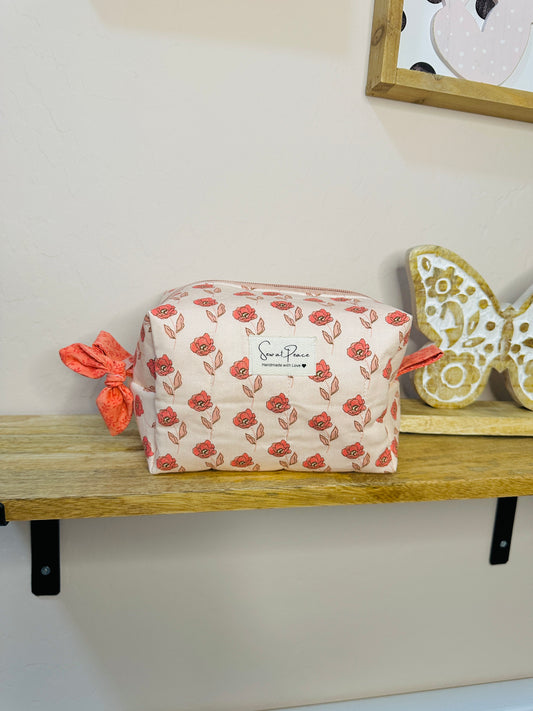 Makeup Bag/Boxy Pouches - Pink Rose