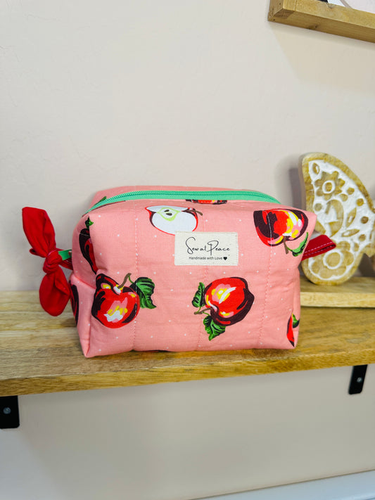 Makeup Bag/Boxy Pouches - Apples and Dots