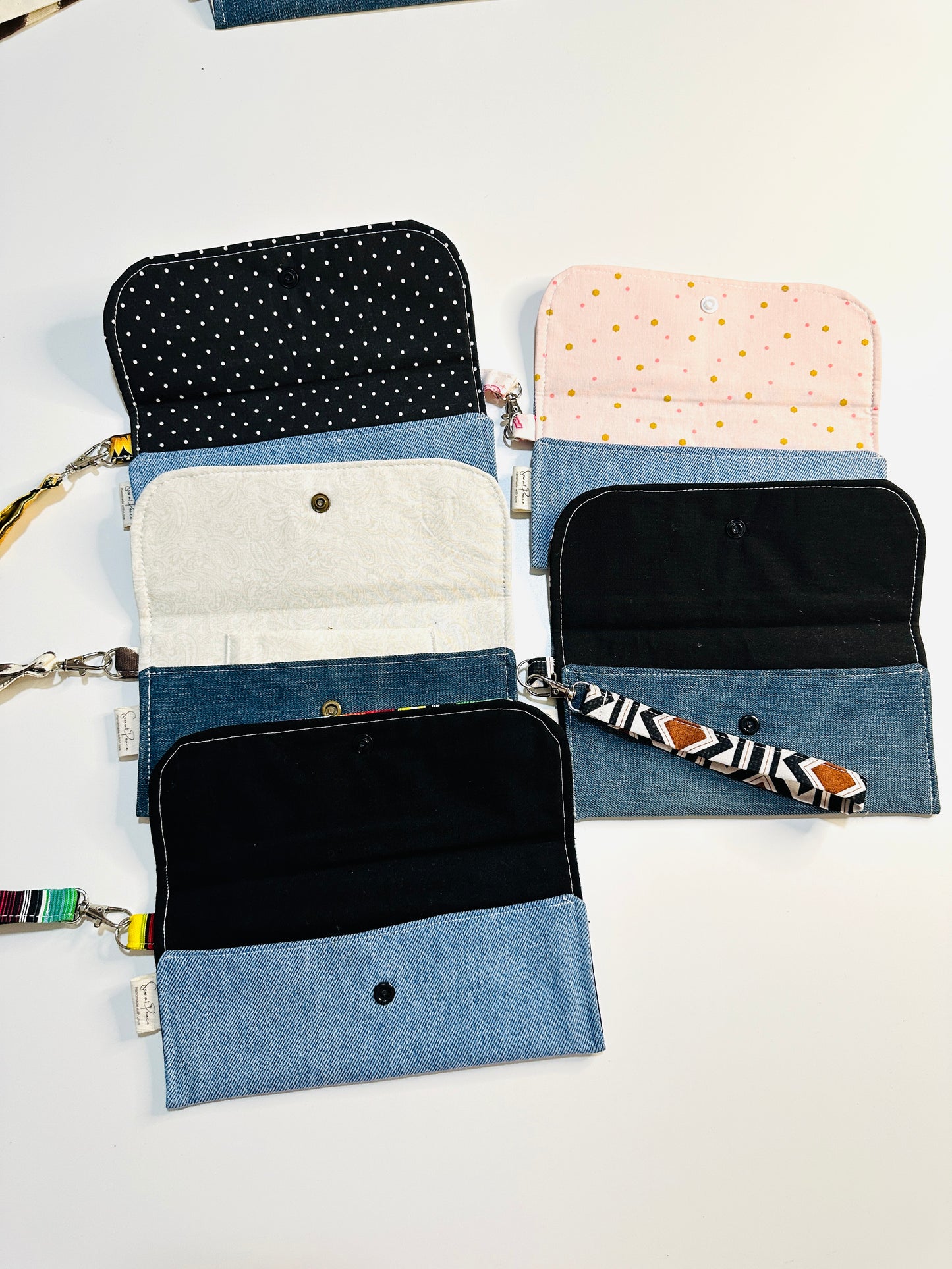 Upcycled Denim Cell Phone Clutch Wallets