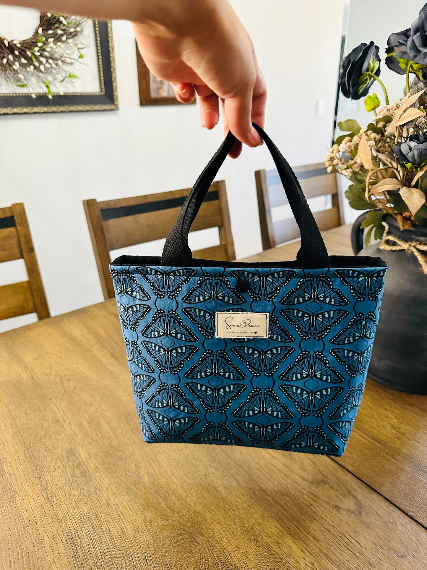 Mini Tote Bag -Blue Butterfly