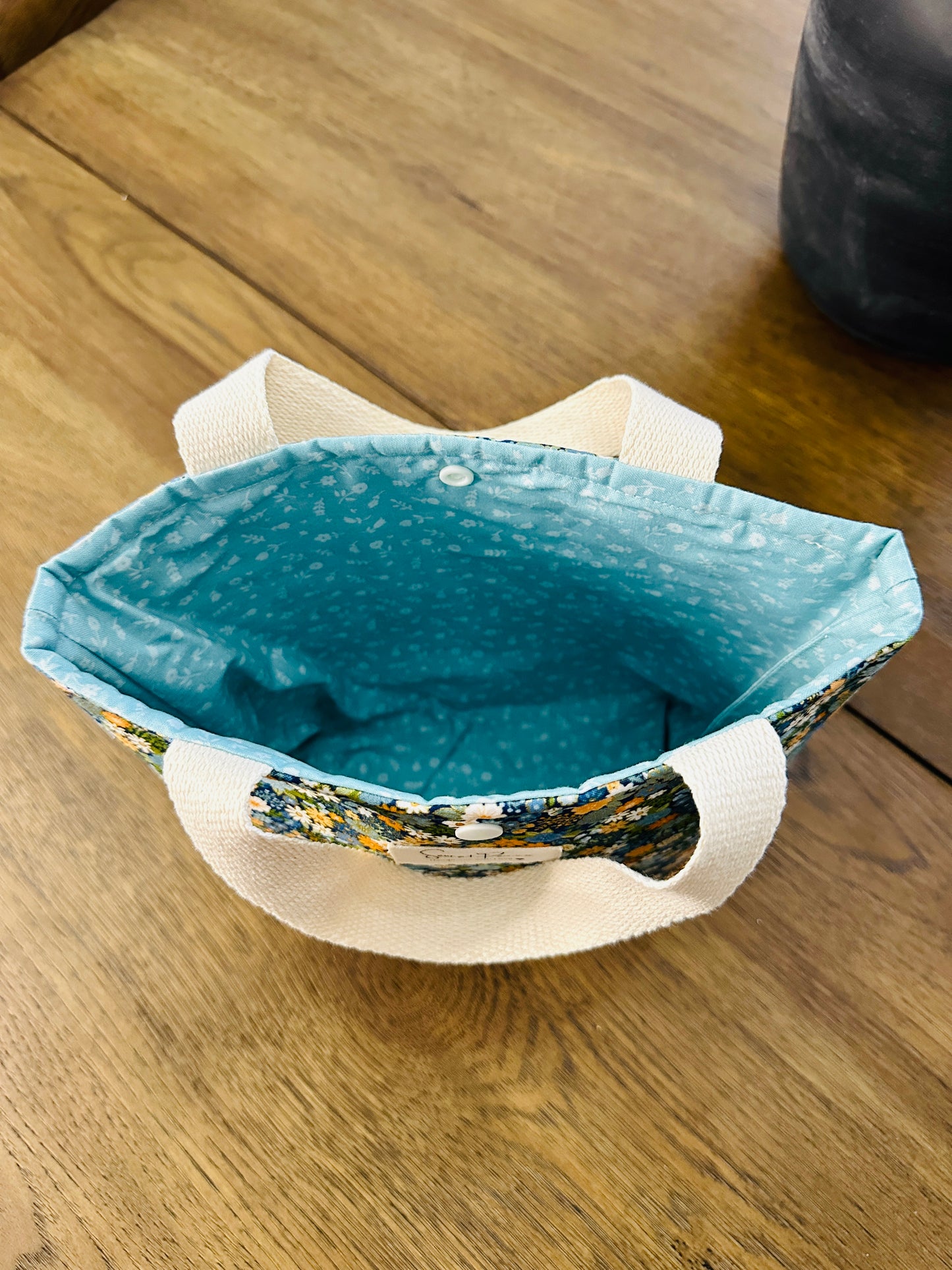 Mini Tote Bag -Hippie Blue Floral