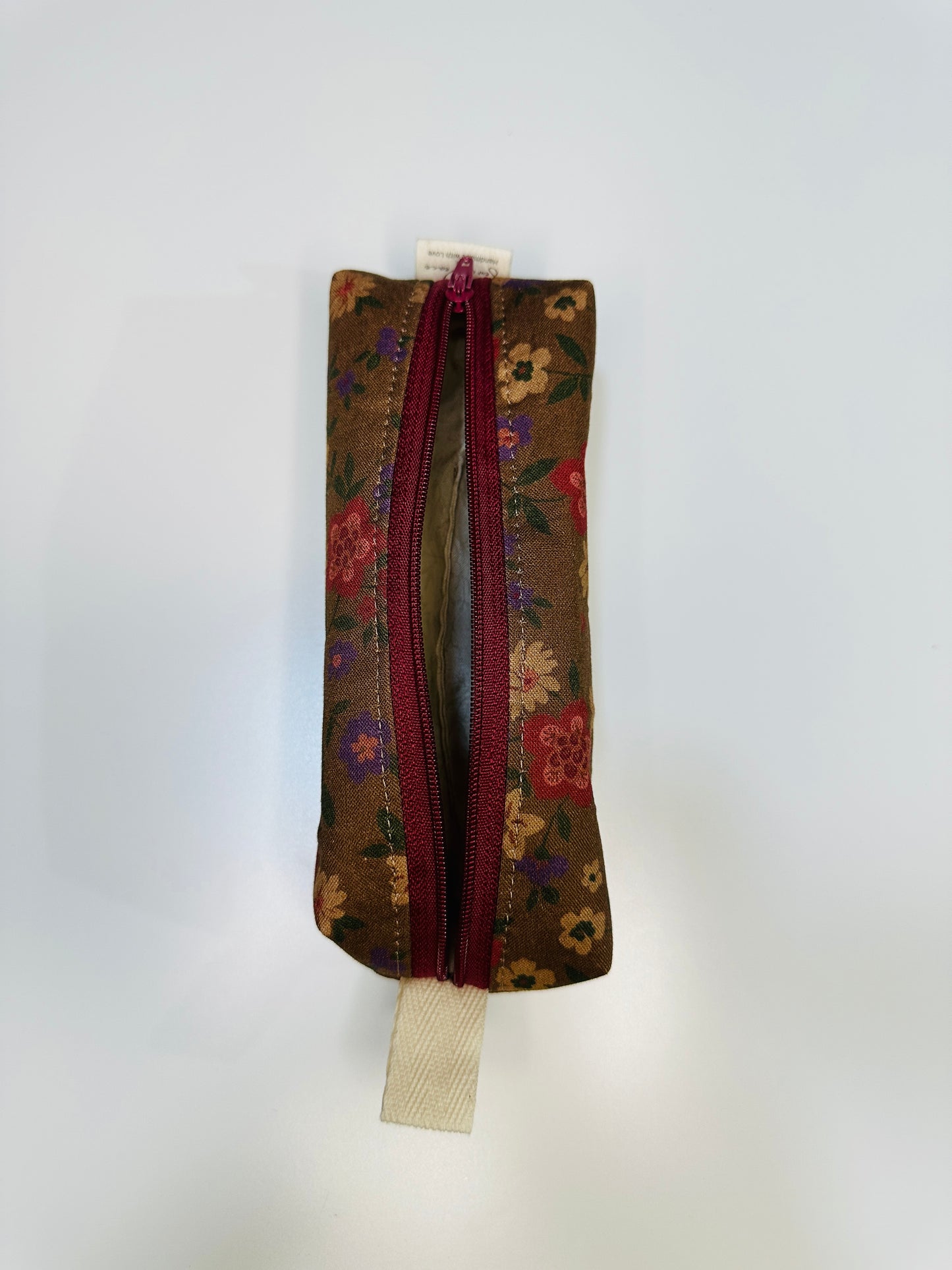 Pencil Case/Small Boxy Pouch - Moody Brown Floral