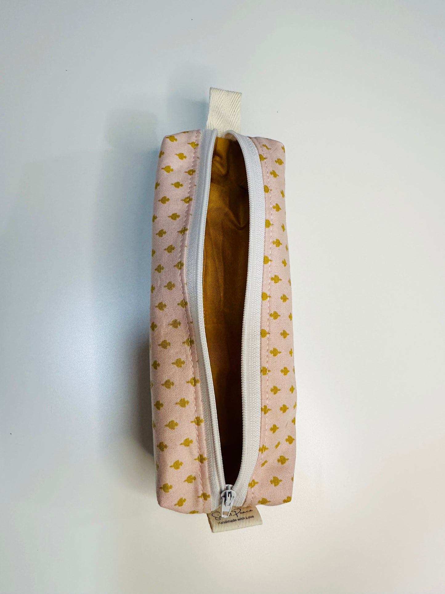 Pencil Case/Small Boxy Pouch - Pink and Gold