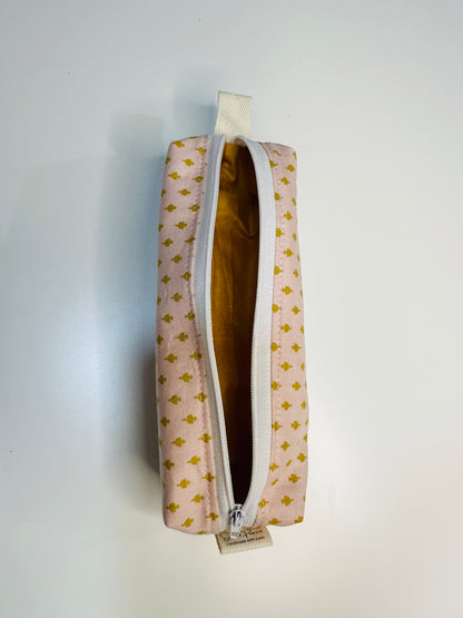 Pencil Case/Small Boxy Pouch - Pink and Gold