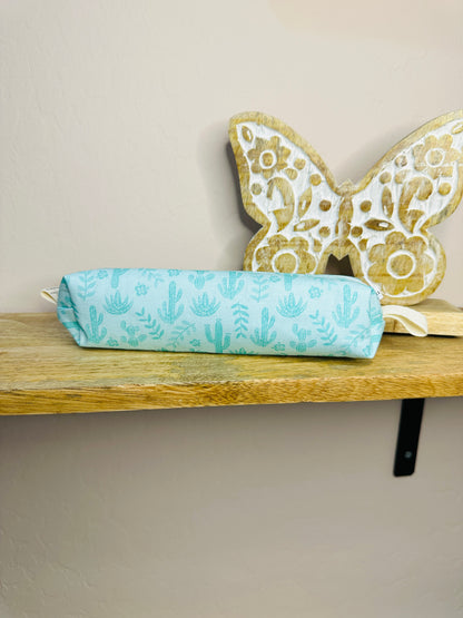 Pencil Case/Small Boxy Pouch - Aqua Cactus