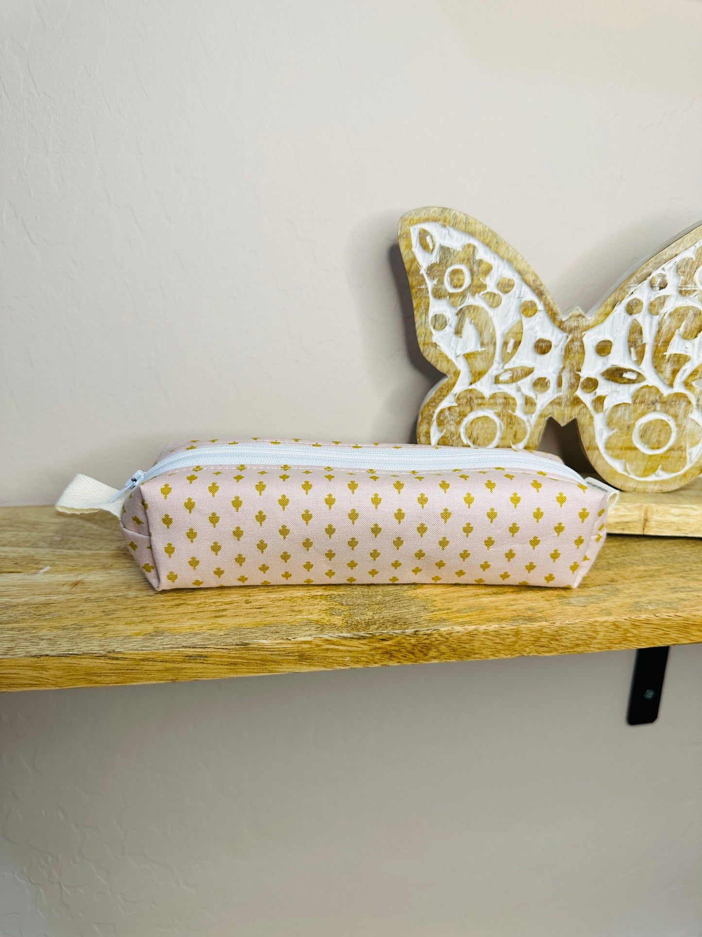 Pencil Case/Small Boxy Pouch - Pink and Gold