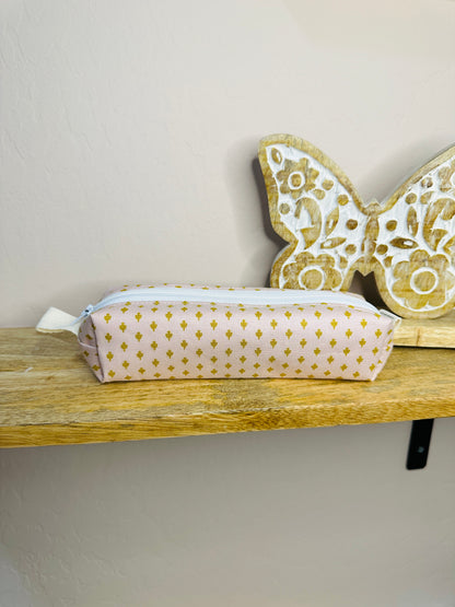 Pencil Case/Small Boxy Pouch - Pink and Gold