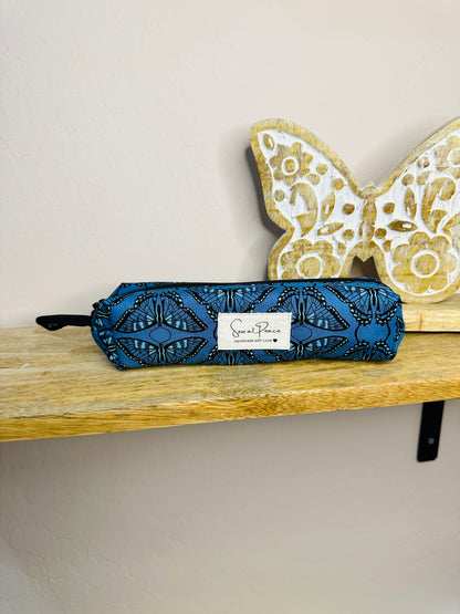 Pencil Case/Small Boxy Pouch - Blue Butterfly