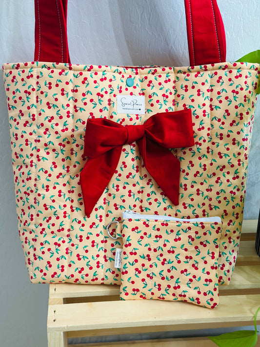 "Cherry Lou" Coquette Everyday Tote Bag/Wallet Bundle