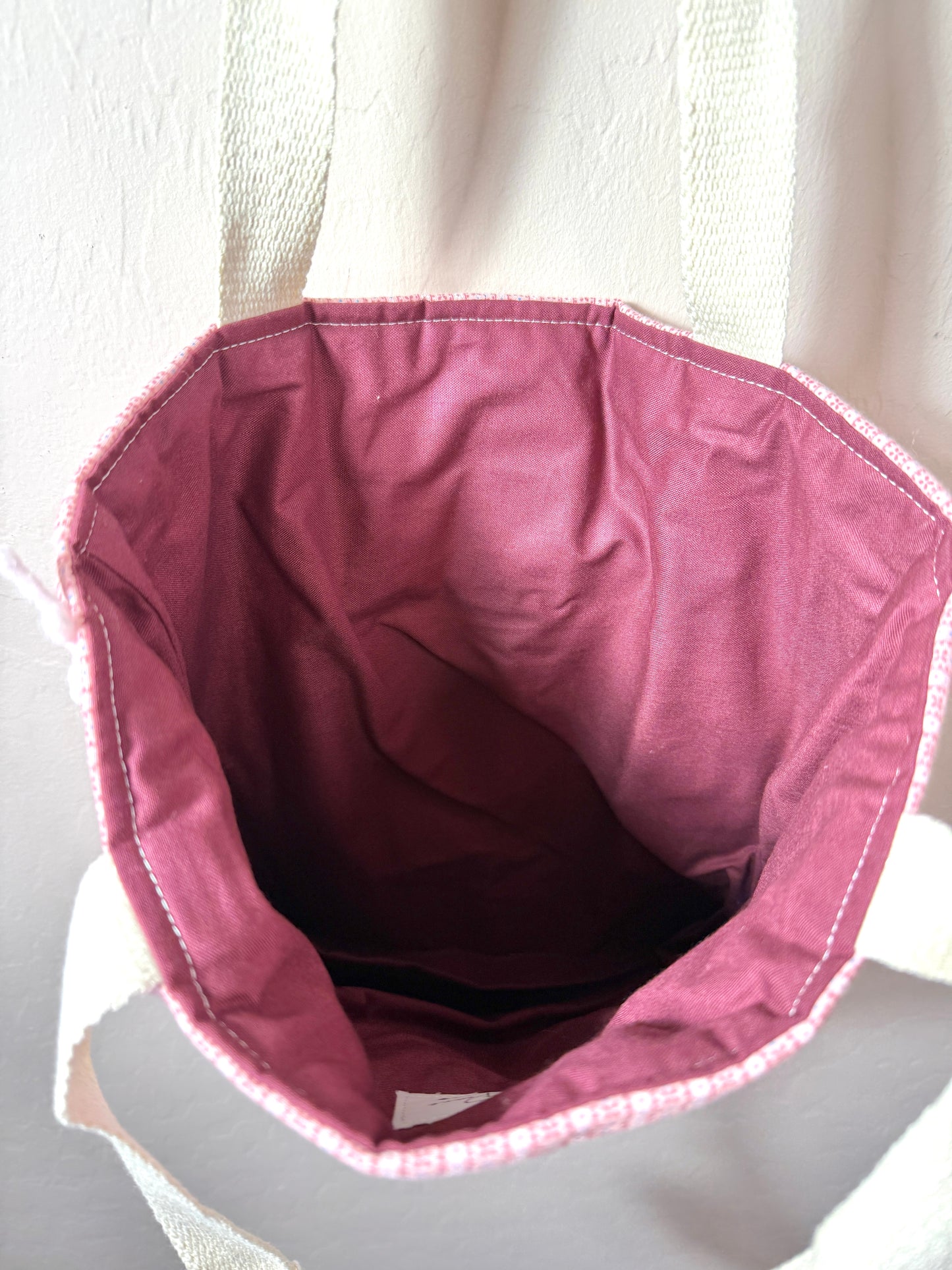 Upcycled Vintage Cross-Stitched Quilt Tote Bag