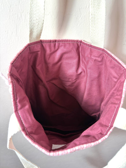 Upcycled Vintage Cross-Stitched Quilt Tote Bag