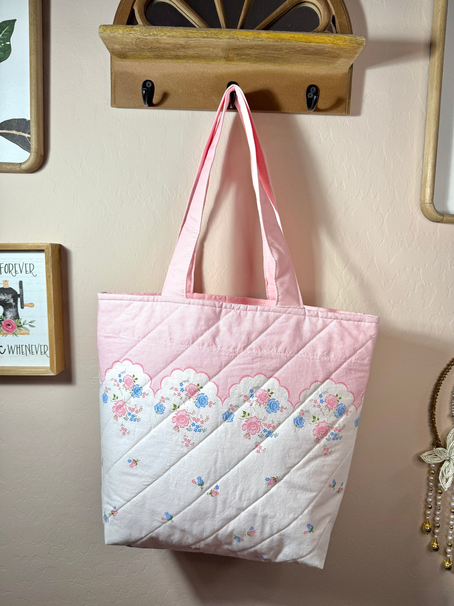 Upcycled Vintage Pillow Case Tote Bag
