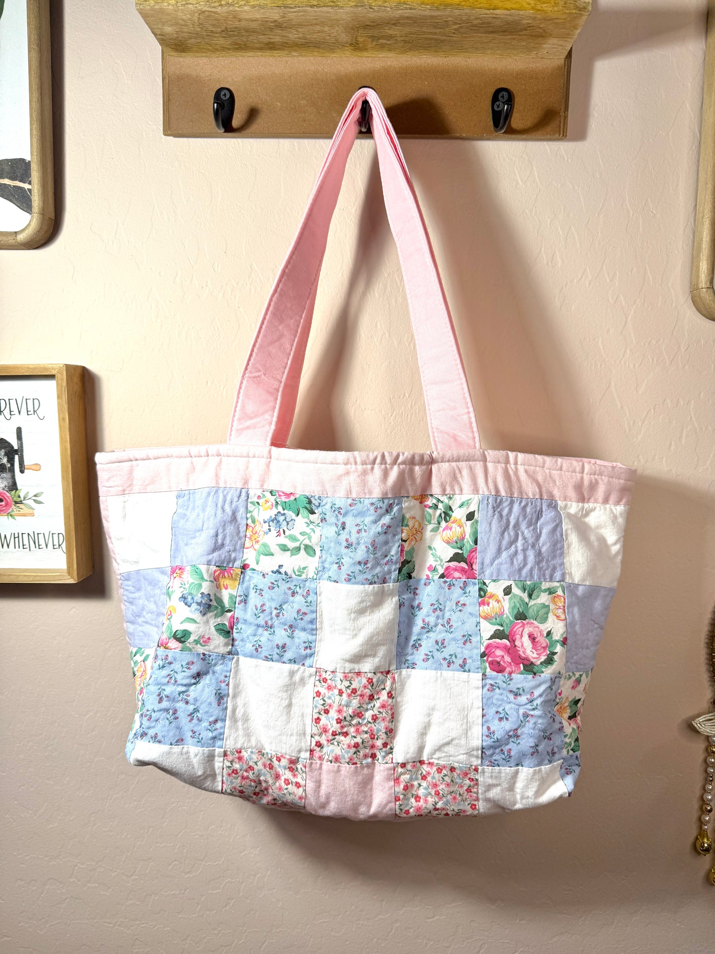 Upcycled Vintage Patchwork Pillow Case Tote Bag