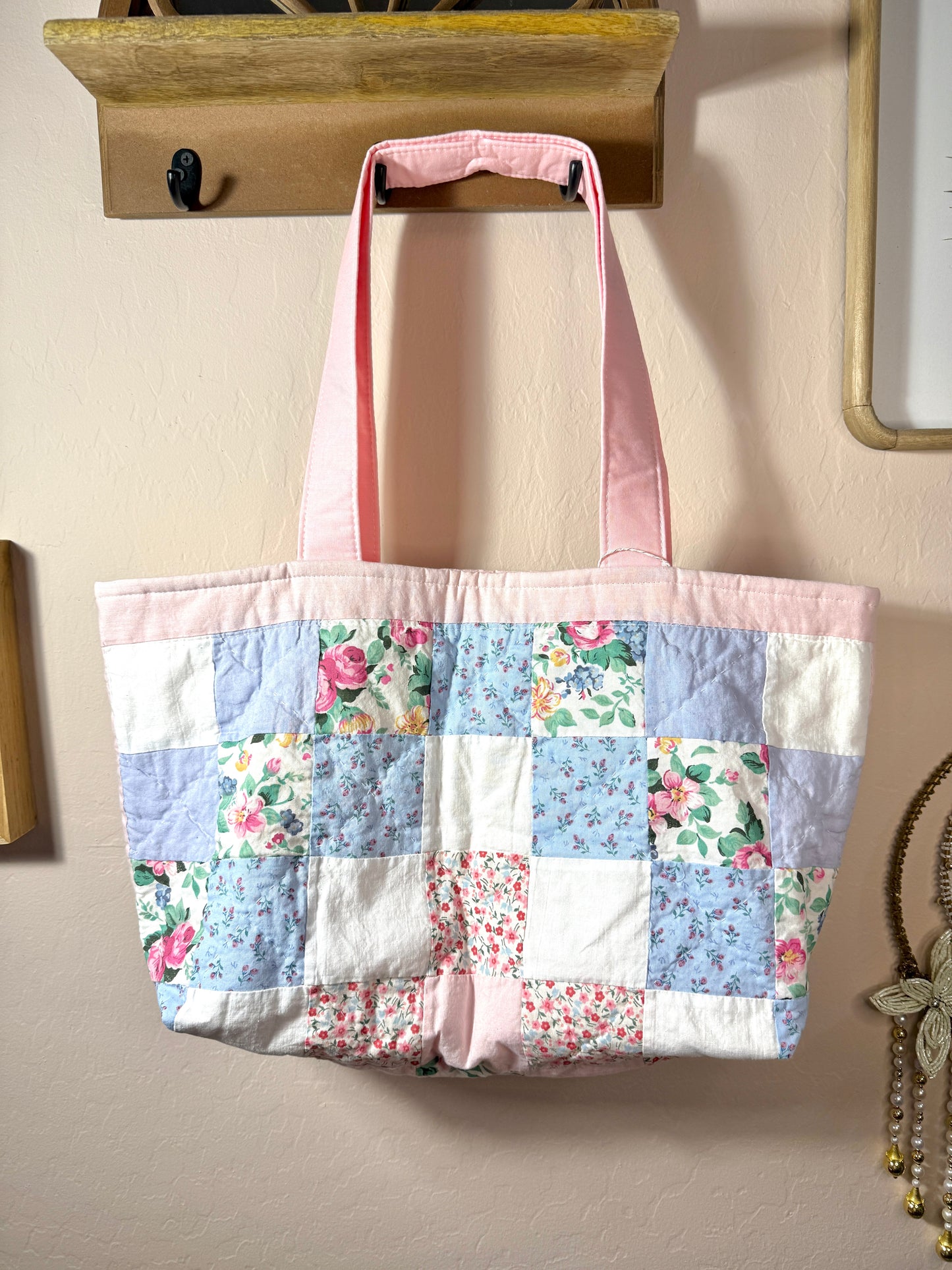Upcycled Vintage Patchwork Pillow Case Tote Bag