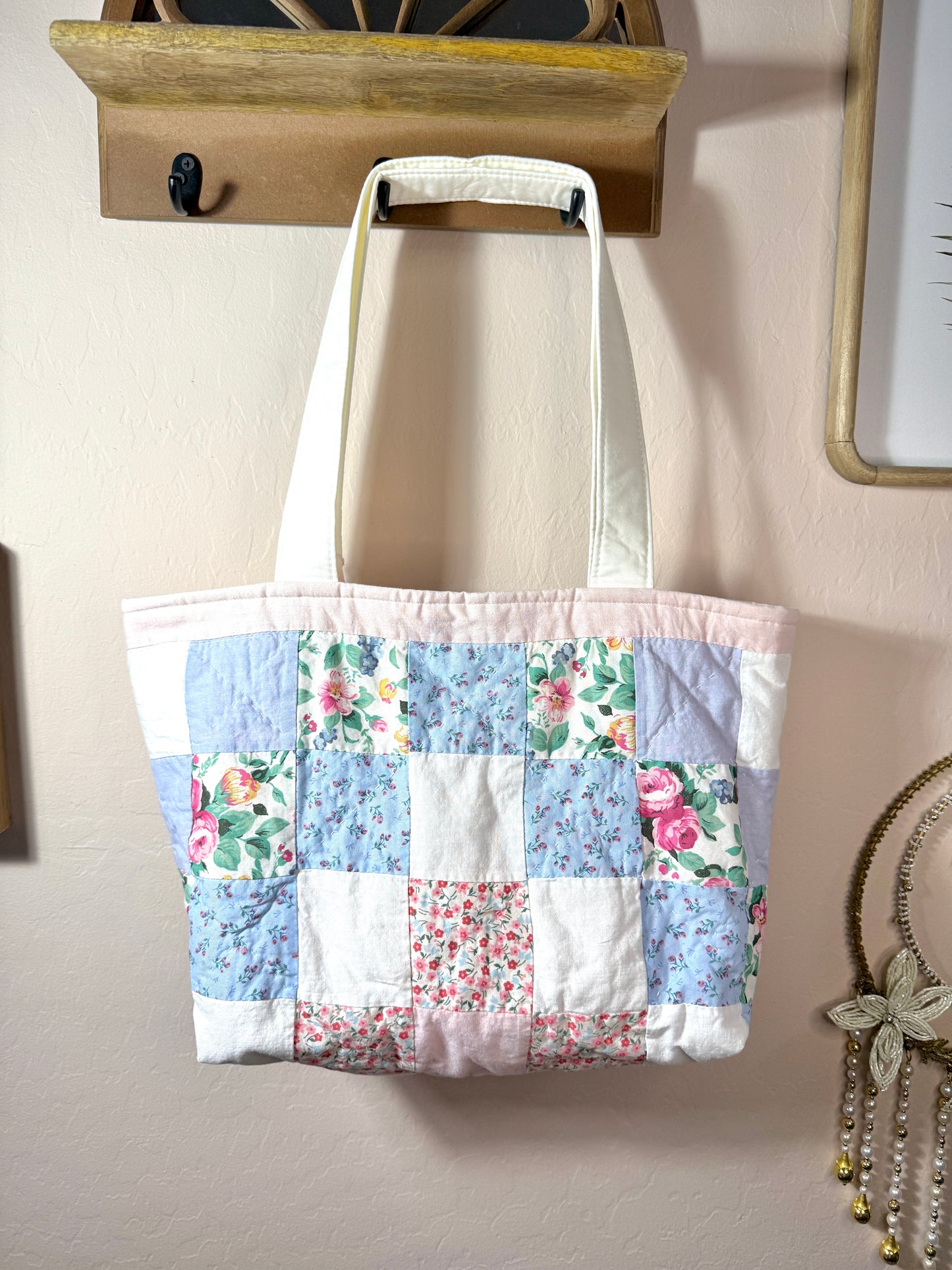 Upcycled Vintage Patchwork Pillow Case Tote Bag