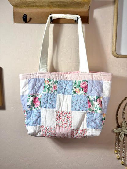 Upcycled Vintage Patchwork Pillow Case Tote Bag