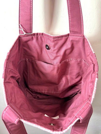 Upcycled Vintage Cross-Stitched Quilt Tote Bag