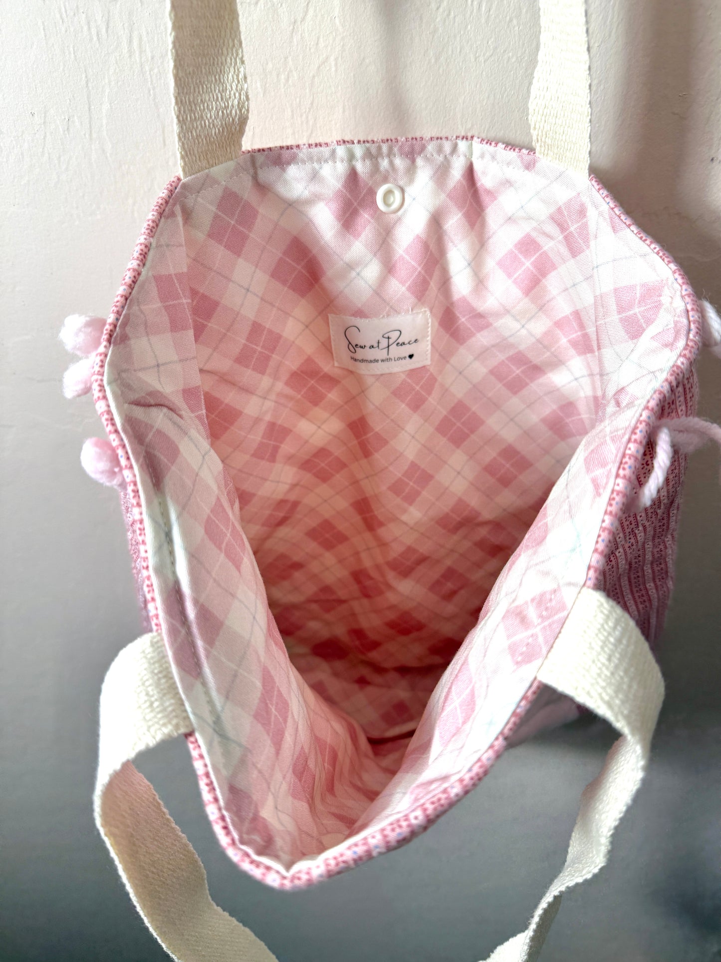 Upcycled Vintage Cross-Stitched Quilt Tote Bag