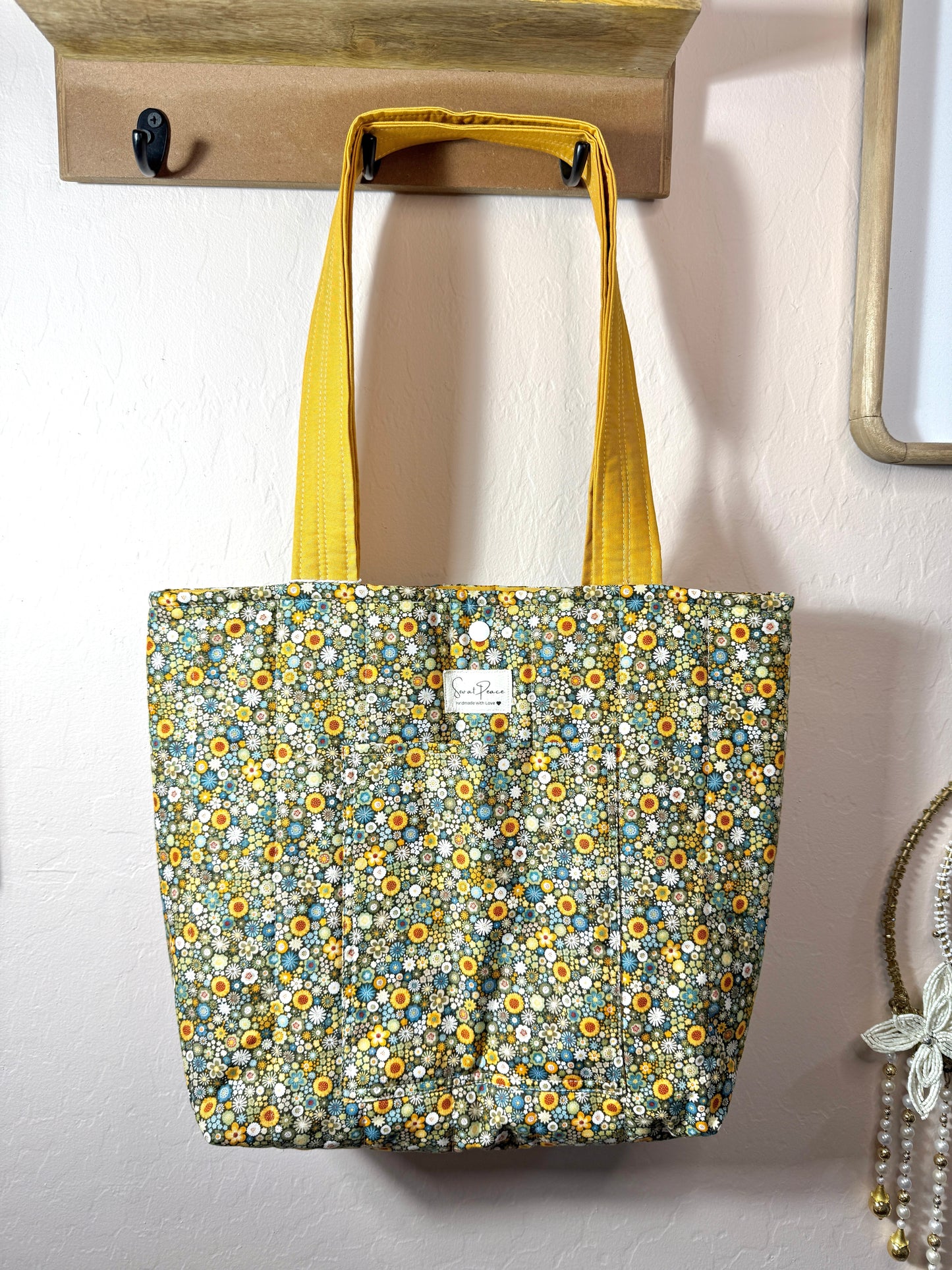 Green Hippie Floral Everyday Tote Bag