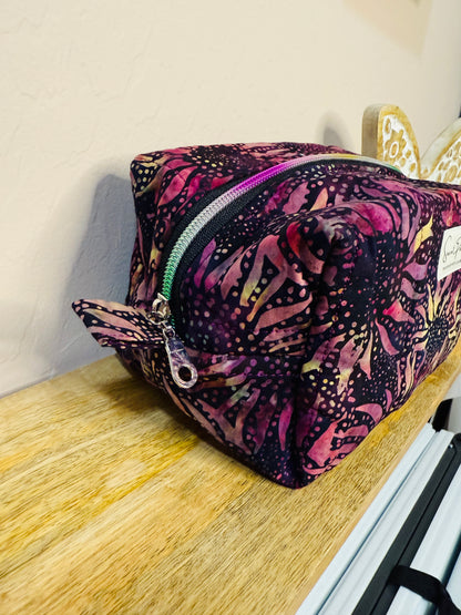 Makeup Bag/Boxy Pouches - Deep Purple Sunflower