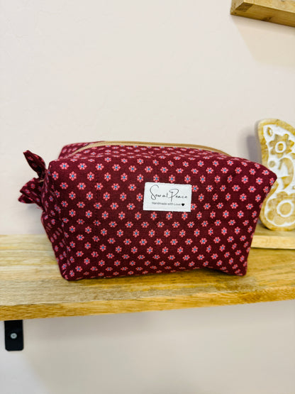 Makeup Bag/Boxy Pouches - Moo Moo Maroon
